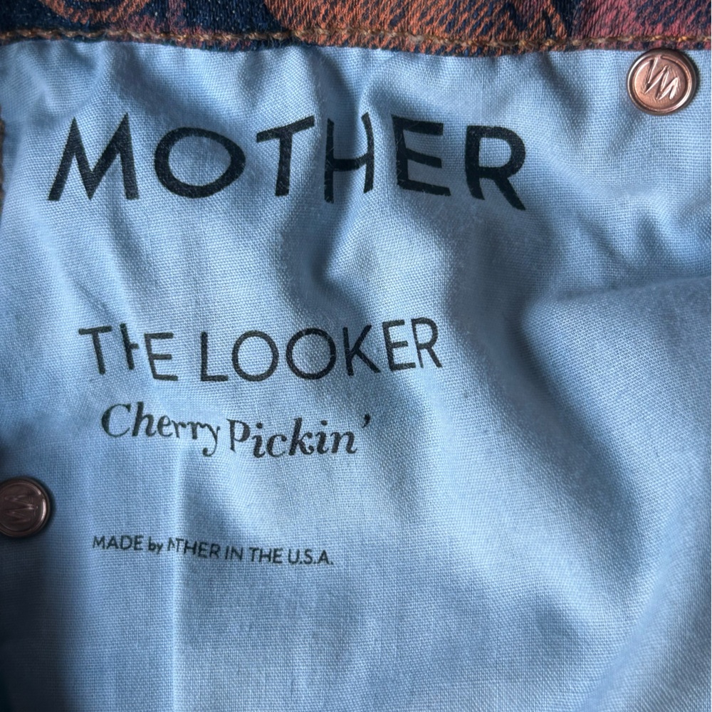 🍒 MOTHER Women Skinny Jeans The Looker Unique Cherry Print Size 27 Super Cute! 🍒 - Picture 8 of 9